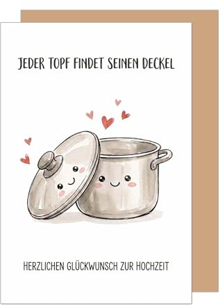 Edition Seidel Premium Glückwunschkarte zur Hochzeit mit Umschlag. Hochzeitskarte Grußkarte Karte Klappkarte Spruch Vermählung Brautpaar Paar Mann & Frau Liebe Topf Humor lustig (H569 SW026)