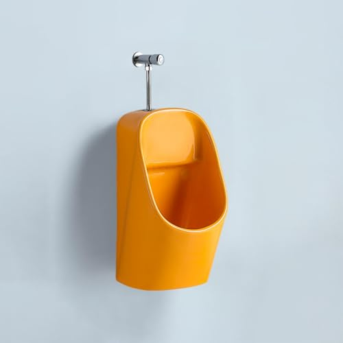 Urinario masculino de pared, urinario cerámico inteligente con sistema de doble inducción, urinario comercial de descarga por arrastre, ideal para baños, uso doméstico y hoteles(Orange)