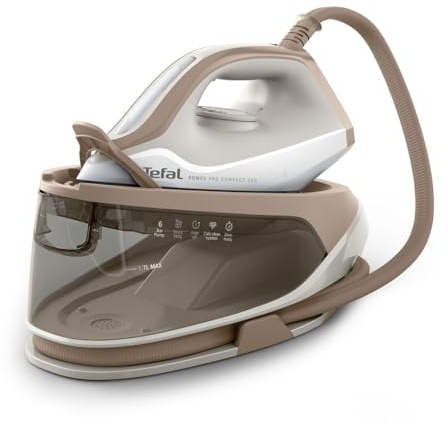Tefal Power Pro Compact 200 Steam Station, 2400W, Up to 360g/min Steam Boost, Lightweight & Compact, SV6213G0 | 360 g/min Steam Boost, 120 g/min Continuous Steam, 1.7L Tank, Auto-Off, Vertical Steaming, SV6213G0