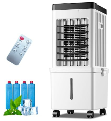 KJEKT Rafraichisseur d'Air Silencieux avec Réservoir Amovible 15L, Oscillation 120°, 3 Vitesses, Autonomie 7.5h pour Maison et Bureau