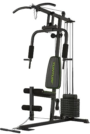 Tunturi Kraftstation HG10, Gewichtsblock 45 kg, Gewichtsplatten 9 x 5 kg, Zugstange, LAT Stange
