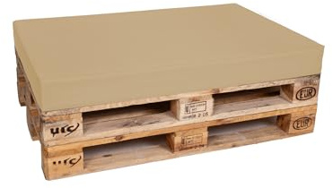 TexDeko® Palettenkissen 120x80x12 cm XL mit abnehmbaren Bezug Sand | Outdoor formstabiles Palettenpolster, wasserabweisend, UV-Schutz, XL Polsterhöhe, Bezug waschbar, Komfort Schaumstoff