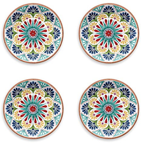 Purely Home Re-usable Rio Medallion 26cm Melamine/Plastic Dinner Plates, Set of 4
