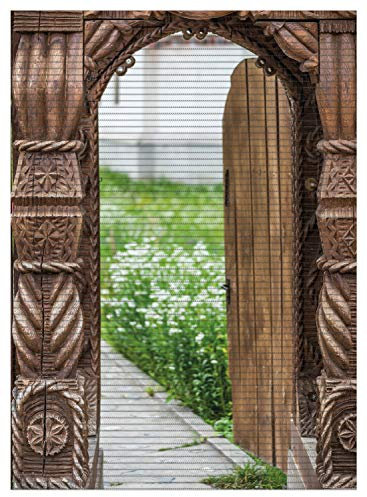 Wallario Duschmatte Antirutschmatte Badmatte Fußmatte Offene alte Pforte mit Schnitzereien aus Holz, Größe ca. 90 x 65 cm