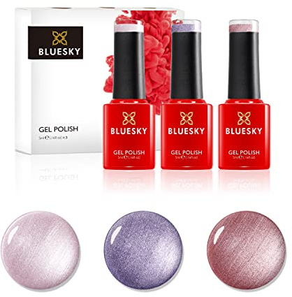 Bluesky Gel Nail Polish Set, Spring 2021 Collection - Dance Your Way Trio Set 1 - Pearls, 3 x 5 ml Gel Nail Polishes, Pink, Purple, Shimmer (Requires Curing Under UV/LED Lamp)