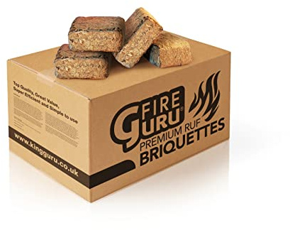 Logs Online Glow Wood Premium Quality RUF Winter Fuel Log Birch Briquettes. Perfect for Burning on Open Fires, Multi-Fuel Stoves & Wood Burner (3 Packs (27kg))