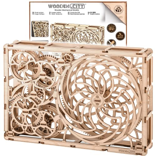 WOODEN.CITY Holzpuzzle - Kinetisches Bild - Offener Mechanismus - Geburtstag Jugendliche und Erwachsene - 3D Puzzle DIY Spielzeug - Laser Cut - Mechanischer Modellbausatz zum Bauen