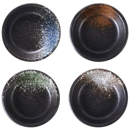 Cabilock Japanese Decor Ceramic Dishes Dip Dish Ceramic Small Bowls Japanese Style Dipping Bowls Set of 4 for Sushi, Sauce, Snack, Chips and Dips, Ingredients Decorative Bowls