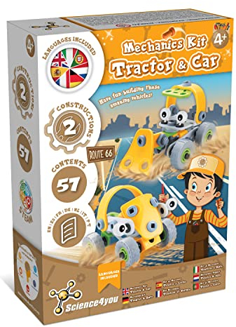 Science4you Jeu Bricolage Montessori pour Enfants 3 4 5+ Ans - Voiture et Tracteur à Construire-Atelier Mécanique, Jeux Educatif de Construction DIY pour Filles et Garçons 4 5 6 Ans