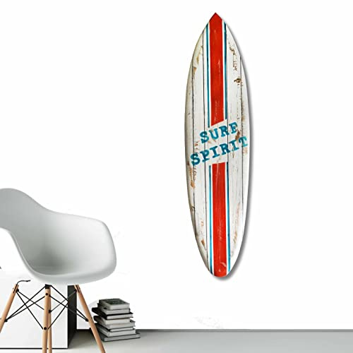 Bohemisk mangoträ surfbräda handgjord på Bali. Dekorativ väggdekoration för sovrum och vardagsrum. Presentidé vid havet, sommar, Hawaii, vintage (Surf Spirit)
