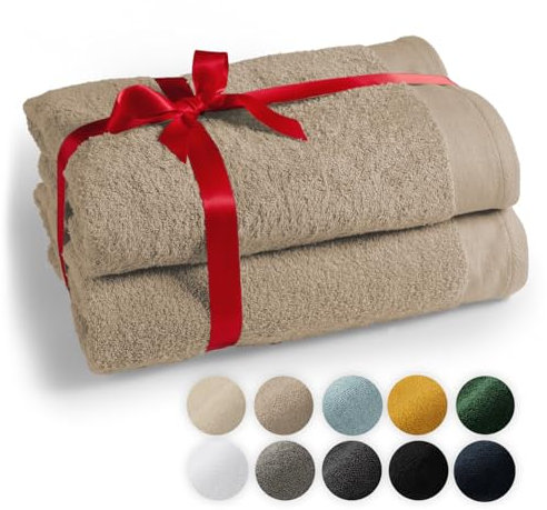 Blumtal Telo Doccia Premium - Set di Asciugamani da Sauna 80x200cm - Asciugamano da Doccia Certificato Oeko-TEX - 100% Cotone - Asciugamani Doccia Grande - 2 Pezzi - Taupe