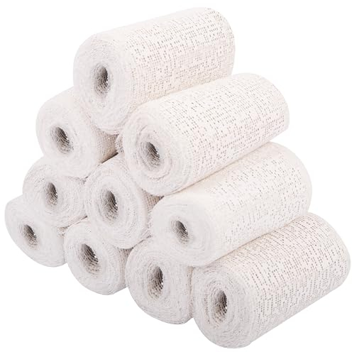 Belle Vous 10er Pack Gipsbinden Rollen - 10cm x 2,7m Gipsbinden Set zum Basteln - Bastelgips ideal für Babybauch Gipsabdruck - 10 Rollen Gipsverband - Gips Binden Set