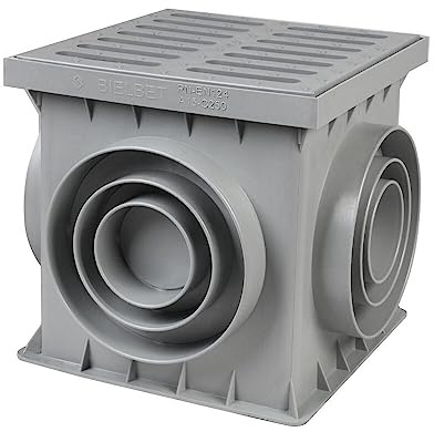 MCH Hofablauf Einlaufschacht Hofschacht Hofsinkkasten Klasse A15-1,5T 250x250x250mm grau (Kunststoffrost bis 1,5T belastbar), 0210