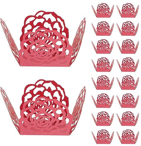 BESTonZON 100 Piezas Bandeja De Chocolate Tazas De Trufa Caja De Botanas Moldes Cuadrados Para Cupcakes Bombones De Rosas Forro De Envoltura De Chocolate Rollo De Pastel Papel Novia Jaula