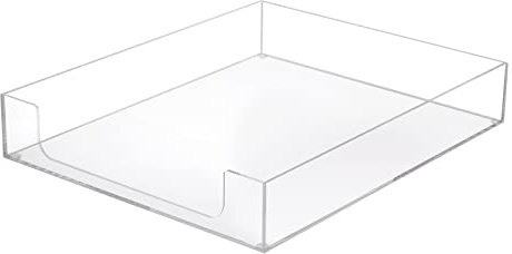 BSTKEY Vassoio porta lettere da scrivania in acrilico trasparente, rettangolare, formato A4, organizer per documenti, riviste, ufficio, formato A4