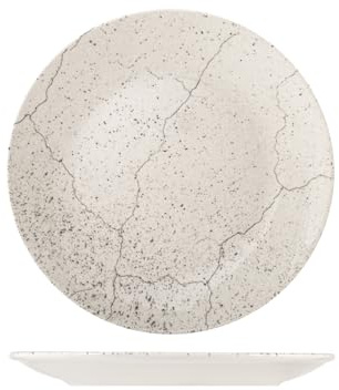 H&H Stone - Juego de 6 platos redondos, porcelana, 30 cm