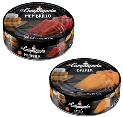 La Campagnola. Set composto da una confezione di Marmellata di mele cotogne ed una di Marmellata di patate dolci. 2 confezioni da 700 grammi cadauna.