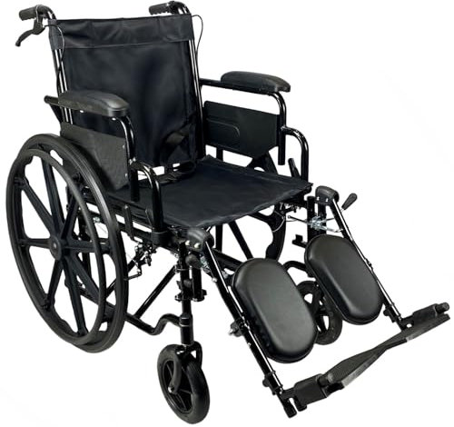 Lightweight Folding Wheelchair with Elevating Padded Leg Rest Supports and Attendant Brake Self Propelled Black by Free to Be Mobility equipment