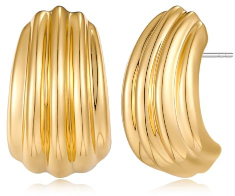 MUYAN Chunky Gold texturierte Ohrringe für Frauen Trendy Minimalist große klobige Ohrstecker Modeschmuck Fashion Statement Gold Stud Earrings for Women