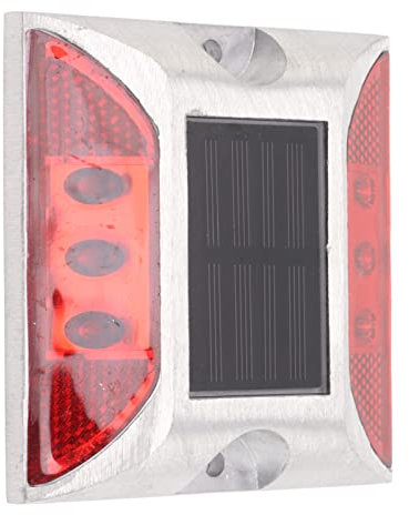 Wakects Solar-Terrassenleuchte, 1 Stück, Quadratische Bodenleuchte aus Aluminiumguss, Einfahrtsmarkierungsleuchte, 6 LED-Straßenleuchte, Doppelseitige Reflektierende Lampe für Gehweg,