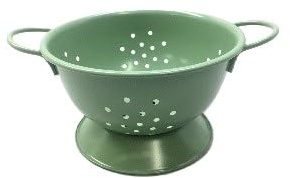 Colander, 21cm Diameter x 11.5cm Height, Enamel Coated, Stainless Steel (Pastel Green)