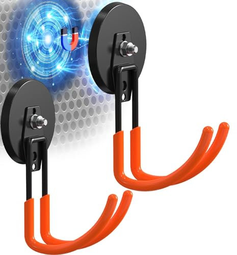 AIYOTAR Extra Large Heavy Duty Magnetic Hooks for Hanging Garage Tools, 3.5in Ndfeb Strong Magnet Hook Heavy Duty, Super Big Magnetic Storage Utility Hook, Magnetic Hanger Holder Wall Mounted, 2 Pack