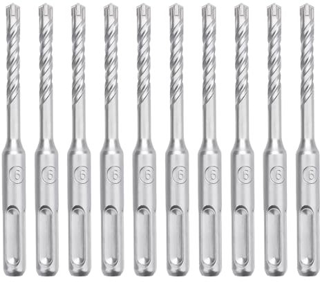 hsawbit Steinbohrer-Set mit SDS-Plus-Schaft, 6 mm x 110 mm, Hammerbohrer, Steinbohrer, Wolframkarbid-Spitze für Beton, Ziegel, Zementwände, Stein, 10 Stück