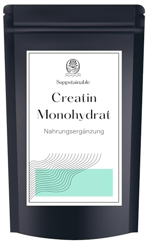 1kg-Pures Kreatin Monohydrat ohne Füllstoffe & Zusatzstoffe - Veganes Creatin Pulver für deine Muskelkraft und Leistungssteigerung - abgefüllt in DE von Suppstainable