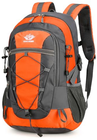 Outplea 25L Wanderrucksack Wasserdichter Herren Damen, Bequem Trekkingrucksack Klein, Outdoor Rucksäcke Tagesrucksäcke für Reisen Bergsteigen Camping, Orange