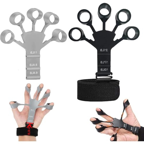 Fingertrainer, Fingertrainer mit 6 Widerstandsklassen, Fingerflexionsverlängerung, Training, Hand-, Unterarm-, Griffstärker, Fingertrainer für Tennissport, Klettern und Gitarre, 2 Stück