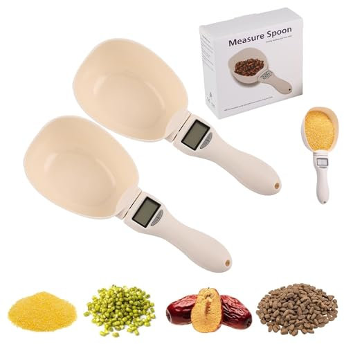 Food Measuring Scoop Scale, Digital Food Measuring Scoop Scale, Food Measuring Cup Scoop Scale, Digital Measuring Spoon, Lcd Display for Dispensing Food and Condiments (2 pcs)