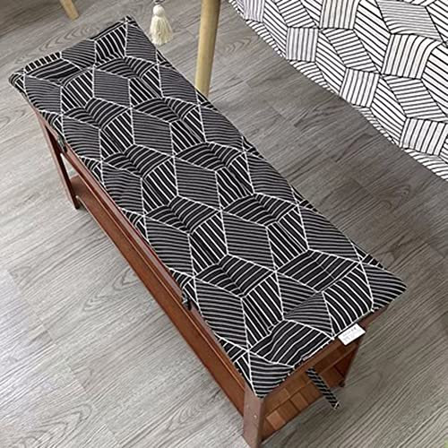 Sitzkissen Bankkissen für 2- und 3-Sitzer, Sitzkissen für Gartenbänke, rechteckige Bankauflage mit Bändern für Terrasse, Büro, Küche, Esszimmer, Schaukel, drinnen und draußen, 170 x 30 x 2 c