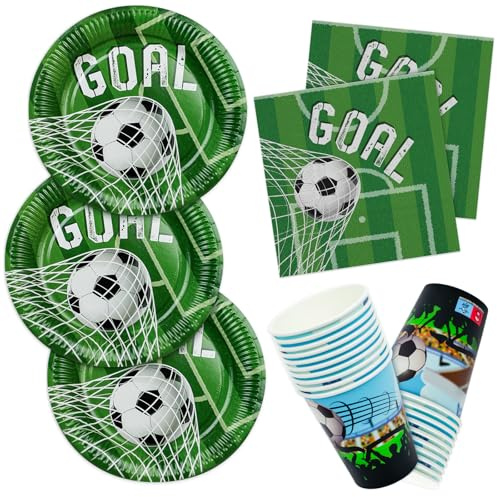 HNH Fútbol Platos, Servilletas y Vasos de papel desechables 52 piezas Vajilla para fiestas
