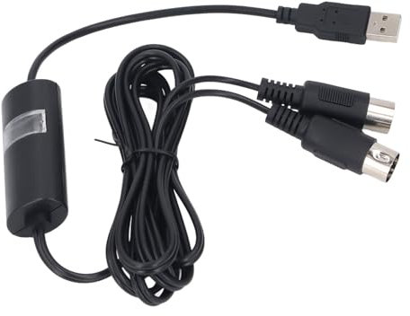 Gugxiom USB-MIDI-Schnittstellenadapter, MIDI-zu-USB-Kabelkonverter, 1,5 M Langes MIDI-Kabel für Keyboard-Klavier an PC-Laptop, MIDI-Eingang und -Ausgang mit Geringer Latenz