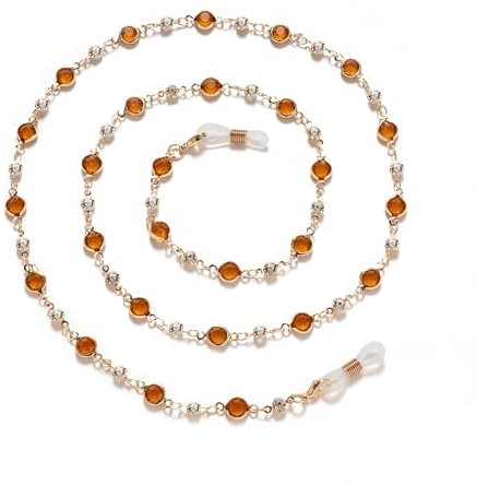 AAIXXIZAO Brillenkette Farben Sonnenbrillenkette Exquisite Metallbrillenkette Spleißbrillenkette Multifunktionale Maskenkette Imitationsperlenkette Braun