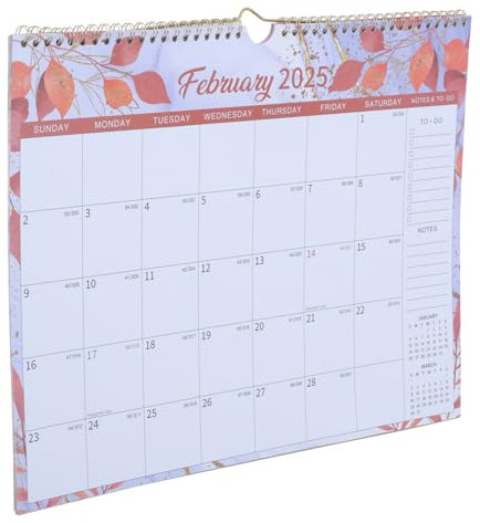 GRIRIW Spiralbindung Monatskalender Für Wand Oder Kühlschrank Intelligenter Kalender Mit Aufhängehaken Großes Blumenmuster-design Für Büro Und Schule Leicht Umzublättern