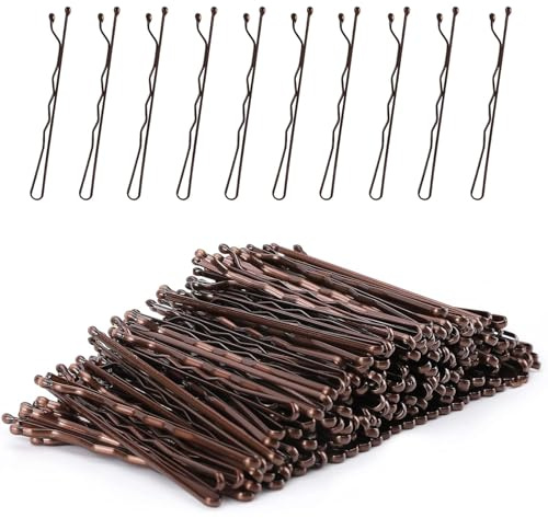 MSIHEY 200 Pièces Pince Cheveux, Mini Métal Pince Chignon, Forme de U Epingle a Cheveux 5.5cm avec Boîte de Rangement pour Femmes Filles et Salon de Coiffure (Marron)
