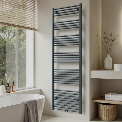 S'AFIELINA Badheizkörper 180x60 cm 860 W Handtuchheizkörper Anthrazit | Handtuchtrockner und Handtuchwärmer für Badezimmer mit Mittel- und Seitenanschluss,für Warmwasser-Zentralheizung,ohne Ventile