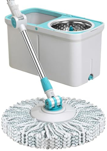 IUYIXWFP Cañador de Giro y Juego de Cubo, Microfibra Spin Mop con 2 Almohadillas para trapeadores, Pedal girando a los trapas y un Cubo con Arranque para la Limpieza de Pisos