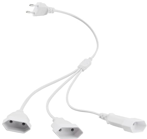 GZGXKJ Cavo di Prolunga Europeo 3 in 1 Prolunga Presa Piatta 0,5m Cavo di Alimentazione per Computer Fotocopiatrici Proiettori Schermi (2,5A/250V Bianco)