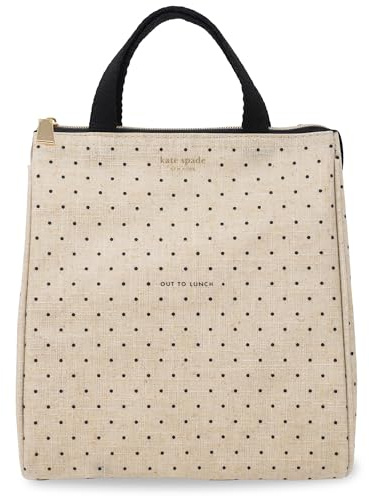 kate spade new york Cute Lunch Bag for Women, Large Capacity Lunch Tote, Adult Lunch Box with Silver Thermal Insulated Interior Lining and Storage Pocket (Out to Lunch)