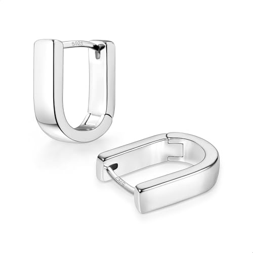 925 silver örhängen dam, små fyrkantiga kreoler chunky kloka örhängen allergivänliga silverörhängen små tjocka kreoler örhängen huggie breda örhänge dam