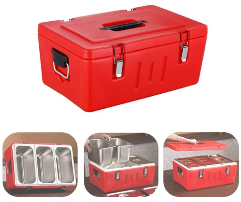 MJDHS Scaldavivande commerciale, contenitore per alimenti isolato, contenitore per alimenti resistente, rivestimento rimovibile in acciaio inossidabile, adatto per feste, case, scuole, ec(Size:3-grid)