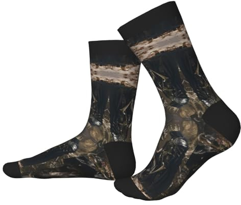 Chevalier Médiéval Et Dragon Chaussettes Drole Décontractés Chaussettes De Tennis Doux Chaussette Pour Homme Affaires Cyclisme 40Cm