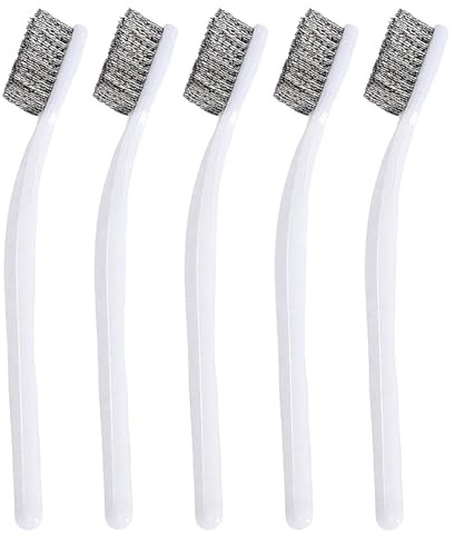 5pcs Wire Brushes for Cleaning, 7.09in Long Stainless Steel Metal Wire Brushes Reinforced Bristle Mini Small Brush Set Tools for Kitchen Industrial Welding Slag Walnut Carving Gaps Rust Removal