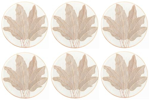 Set di 6 Tovagliette all'Americana Rotonde Oro Rosa 3D in PVC Antiscivolo Lavabili e Termoisolanti per Cucina Decorazione Tavola Feste Natale e Pranzi diametro 38 cm.