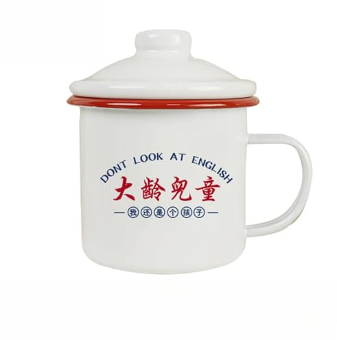 LEEDJUINE Tazza smaltata nostalgia in stile antico, 500 ml 17 once, tazza da tè individuale per uso domestico