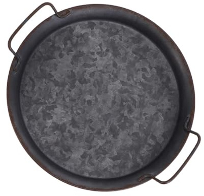Mikikit Plateau de Rangement Vintage en Fer Forgé 30 CM avec Poignée – Plateau Multifonctionnel pour Fruits et Collations – Plat de Service Rétro la Cuisine et Table de Salon