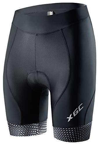 XGC Damen Kurze Radlerhose und Radunterhose Radsportshorts Fahrradhose für Frauen elastische 3D Schwamm Sitzpolster mit Einer hohen Dichte (Black_White, M)