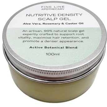99% Natural GEL Para el CRECIMIENTO DEL CABELLO - con ALOE VERA, RICINO, ARGÁN, COCO y ROSMARINO & EUCALIPTO - 100 ml de Fine Line Apothecary. Fácil de Aplicar, no es Grasoso. pH 5.5 Pieles Sensibles.